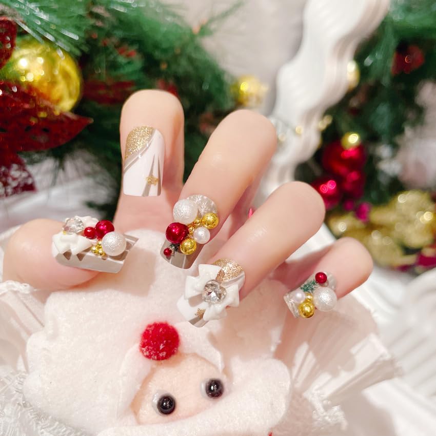 LIARTY クリスマス ネイル 30枚入 ロング ネイルチップ つけ爪 Amazon | FINGOOO クリスマス ネイルチップ 24枚入り 両面テープ付き